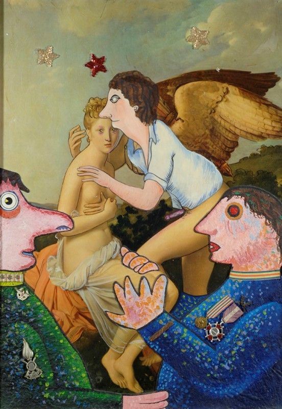 Enrico Baj : Amour et Psiche  - Multiplo con applicazioni in cartone, tessuto, metallo - Asta Arte Moderna e Contemporanea, Grafica ed Edizioni - Galleria Pananti Casa d'Aste