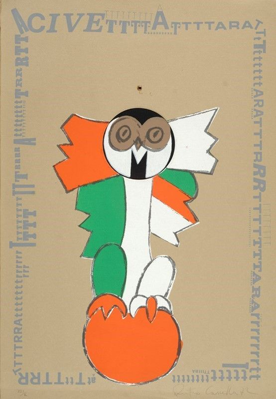Pietro Cascella : Civetta  (1972)  - Litografia - Asta Autori dell'800-900, Grafica ed Edizioni - I - Galleria Pananti Casa d'Aste