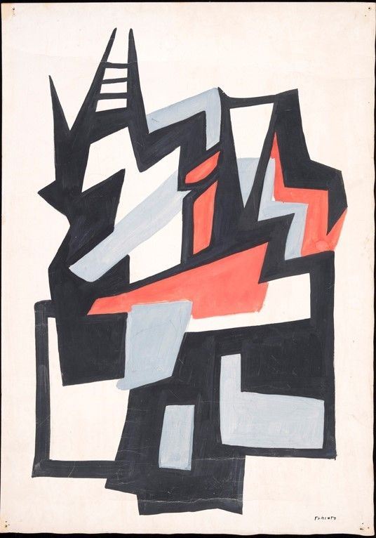 Giulio Turcato : Senza titolo  (1948)  - Tempera su carta - Asta Arte moderna e contemporanea - Galleria Pananti Casa d'Aste