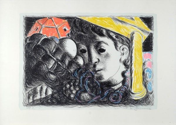 Roberto Barni : Senza titolo  (1976)  - Litografia - Auction ASTA A TEMPO - Autori dell'800-900, Moderni e Contemporanei, Grafica ed Edizioni - I - Galleria Pananti Casa d'Aste