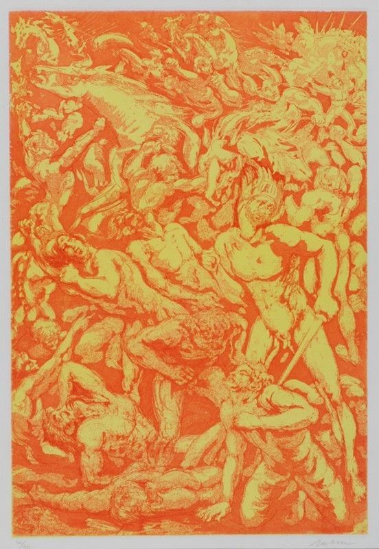 Aligi Sassu : Battaglia  - Acquaforte, acquatinta - Auction ASTA A TEMPO - Autori dell'800-900, Moderni e Contemporanei, Grafica ed Edizioni - I - Galleria Pananti Casa d'Aste