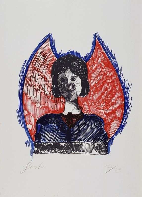 Tano Festa : Ritratto di donna  - Litografia - Auction ASTA A TEMPO - Autori dell'800-900, Moderni e Contemporanei, Grafica ed Edizioni - I - Galleria Pananti Casa d'Aste