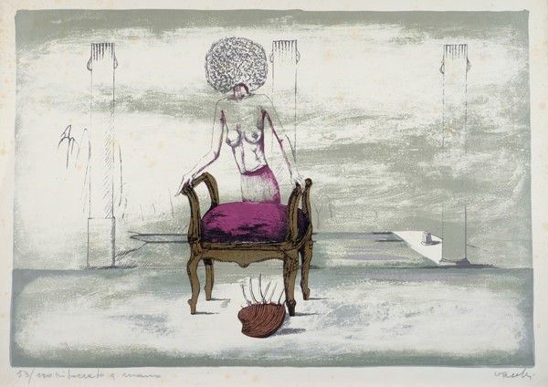 Sergio Vacchi : Senza titolo  - Litografia ripassata a mano - Auction ASTA A TEMPO - Autori dell'800-900, Moderni e Contemporanei, Grafica ed Edizioni - I - Galleria Pananti Casa d'Aste
