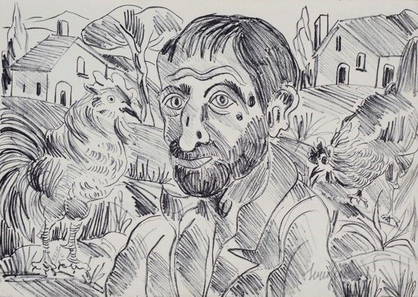 Giuseppe Serafini - Uomo con galli