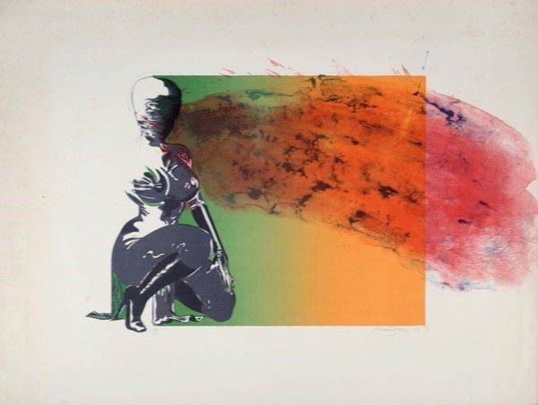 Anonimo, XX sec. : Senza titolo  (1970)  - Litografia - Asta ASTA A TEMPO - Autori dell'800-900, Moderni e Contemporanei, Grafica ed Edizioni - I - Galleria Pananti Casa d'Aste