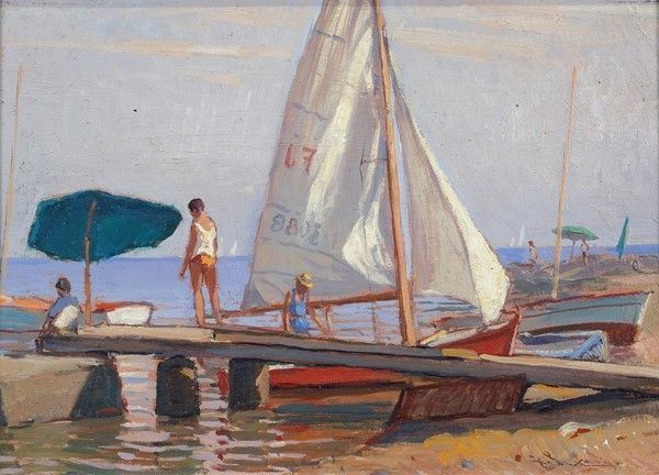 Giorgio Luxardo : Castiglioncello  (1980)  - Olio su compensato - Auction Autori dell'800-900, Moderni e Contemporanei, Grafica ed Edizioni - I - Galleria Pananti Casa d'Aste