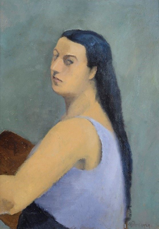 Marisa Mori : Autoritatto  (1929)  - Olio su cartone - Asta Autori dell'800-900, Moderni e Contemporanei, Grafica ed Edizioni - I - Galleria Pananti Casa d'Aste