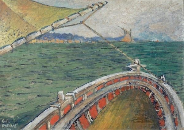 Giulio Innocenti : Veleggiata  (1933)  - Olio su cartone - Auction Autori dell'800-900, Moderni e Contemporanei, Grafica ed Edizioni - Galleria Pananti Casa d'Aste