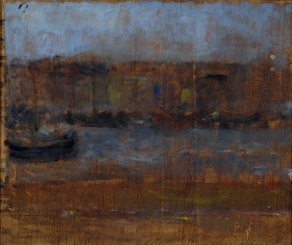 Mario Marcucci : Darsena a Viareggio  (1962)  - Olio su tavola - Auction Autori dell'800-900, Moderni e Contemporanei, Grafica ed Edizioni - I - Galleria Pananti Casa d'Aste