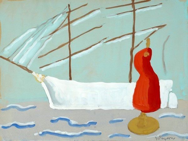 Guido Peyron : Il sogno del capitano  - Tempera su carta - Asta Autori dell'800-900, Moderni e Contemporanei, Grafica ed Edizioni - I - Galleria Pananti Casa d'Aste