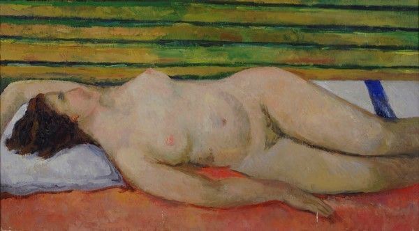 Giovanni Battista De Salvo : Nudo disteso  (Fine anni '30)  - Olio su tela - Auction Autori dell'800-900, Grafica ed Edizioni - I - Galleria Pananti Casa d'Aste