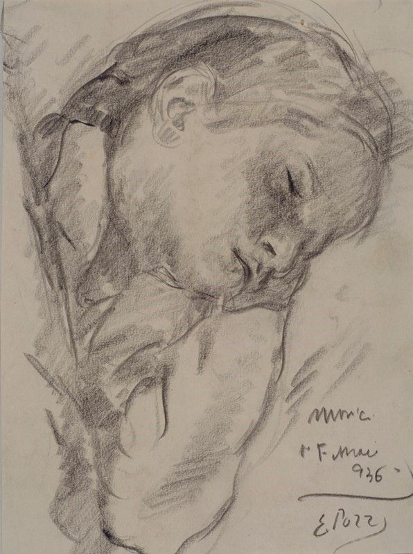 Ennio Pozzi : Bimba che dorme  (1936)  - Matita su carta - Auction Autori del XIX e XX sec. - Galleria Pananti Casa d'Aste