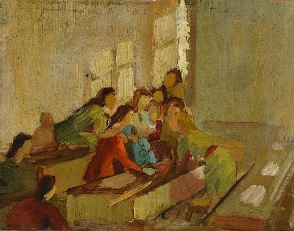 Dino Fantini : La lettera  - Olio su tavola - Auction Autori dell'800-900, Moderni e Contemporanei, Grafica ed Edizioni - I - Galleria Pananti Casa d'Aste