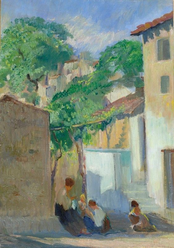 Gaetano Spinelli : Paesaggio di Oliena  ((1949))  - Olio su cartone - Asta Autori dell'800-900, Moderni e Contemporanei, Grafica ed Edizioni - I - Galleria Pananti Casa d'Aste