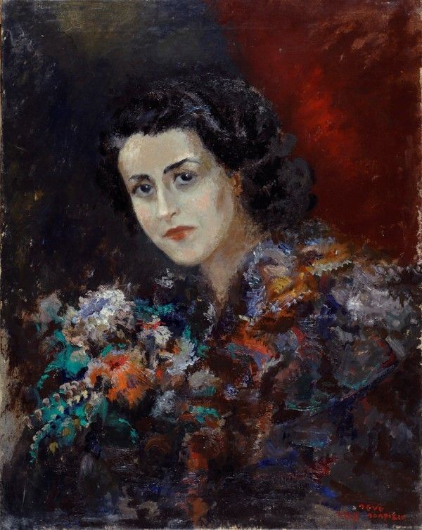 Seve Sospizio - Ritratto di donna con fiore
