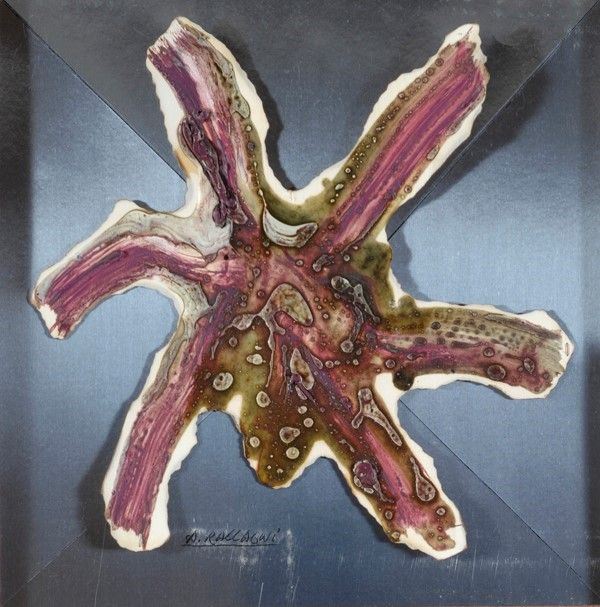 Andrea Raccagni : Senza titolo  (1974)  - tecnica mista e collage su cartone - Asta Antiquariato - mobili, dipinti e oggetti di arredo - I - Galleria Pananti Casa d'Aste