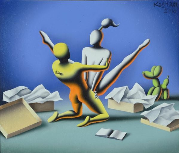 Mark Kostabi : Pole position  (2010)  - Acrilico su tela - Asta Arte Moderna e Contemporanea - Galleria Pananti Casa d'Aste