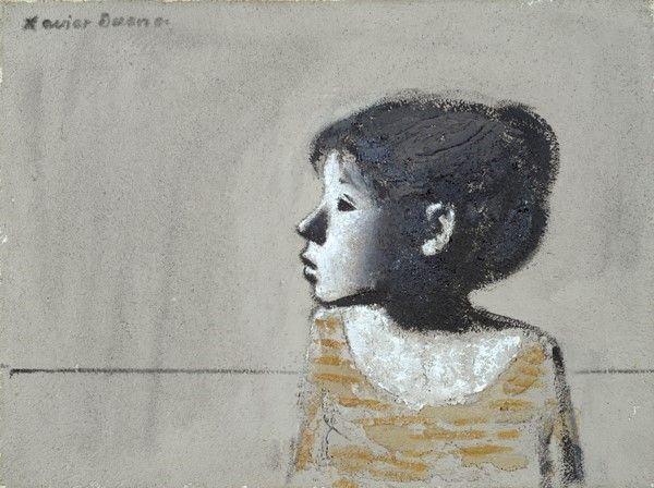 Xavier Bueno : Ritratto  - Olio sabbiato su tela. - Asta Autori dell'800-900, Moderni e Contemporanei, Grafica ed Edizioni - I - Galleria Pananti Casa d'Aste