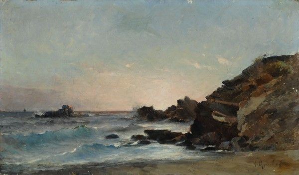 Marius Reynaud : Scogliera  (1884)  - Olio su tela - Auction Autori dell'800-900, Moderni e Contemporanei, Grafica ed Edizioni - I - Galleria Pananti Casa d'Aste
