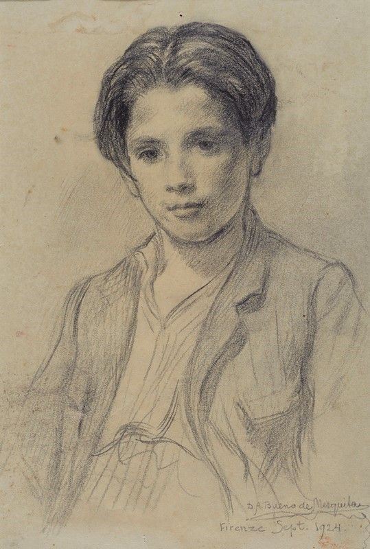 David Abraham Bueno de Mesquita : Ritratto di ragazzo  (1924)  - Matita su carta - Auction Autori dell'800-900, Moderni e Contemporanei, Grafica ed Edizioni - I - Galleria Pananti Casa d'Aste