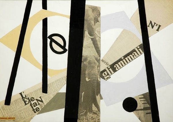 Osvaldo Medici Del Vascello : Elefante  (1974)  - Tecnica mista su carta - Asta STORART: Dipinti, oggetti, arredi dal XVII al XX sec. - II - Galleria Pananti Casa d'Aste