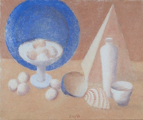 Franco Beraldo : Natura morta  - Affresco strappato riportato su tela - Auction Autori dell'800-900, Moderni e Contemporanei, Grafica ed Edizioni - I - Galleria Pananti Casa d'Aste