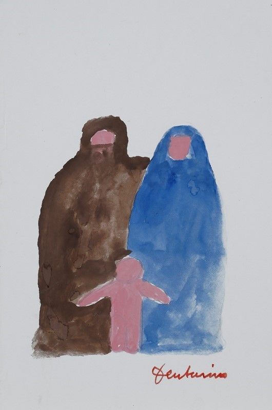 Venturino Venturi : Natività  - Acquerello su carta - Asta Antiquariato - mobili, dipinti e oggetti di arredo - I - Galleria Pananti Casa d'Aste