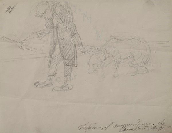 Gino Piccioni : Petronio il maggiordomo, n. 21  - Matita su carta - Auction ASTA A TEMPO - Autori dell'800-900, Moderni e Contemporanei, Grafica ed Edizioni - I - Galleria Pananti Casa d'Aste