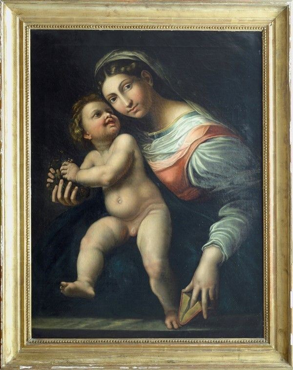 Anonimo, XIX Sec. - Madonna Col Bambino