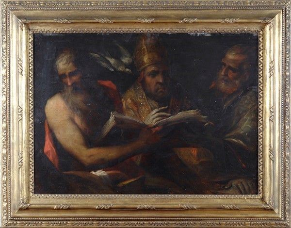 Scuola Italia Centrale, XVII sec. - San Gregorio Magno tra San Gerolamo e un altro santo