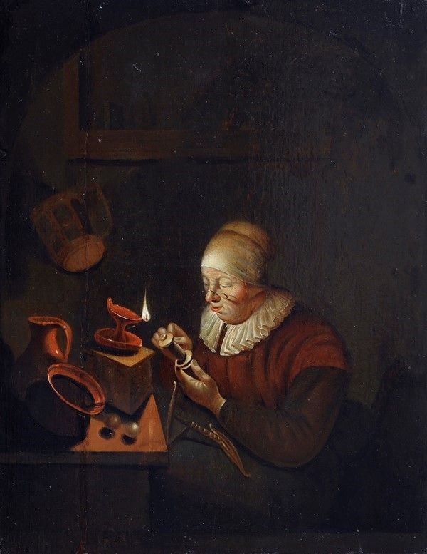 Scuola Olandese, XIX Sec. - La Cucitrice