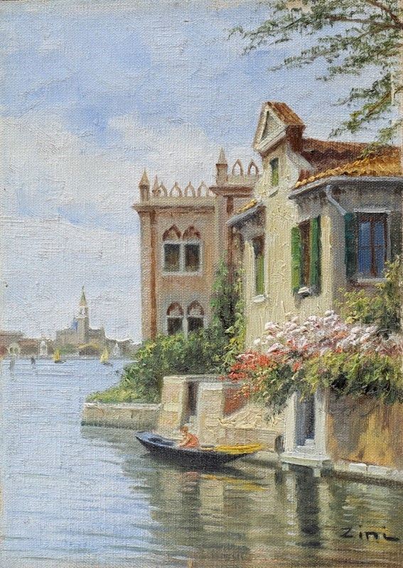 Renato Zini : Casa sulla laguna  - Olio su tela - Asta Autori dell'800-900, Moderni e Contemporanei, Grafica ed Edizioni - Galleria Pananti Casa d'Aste