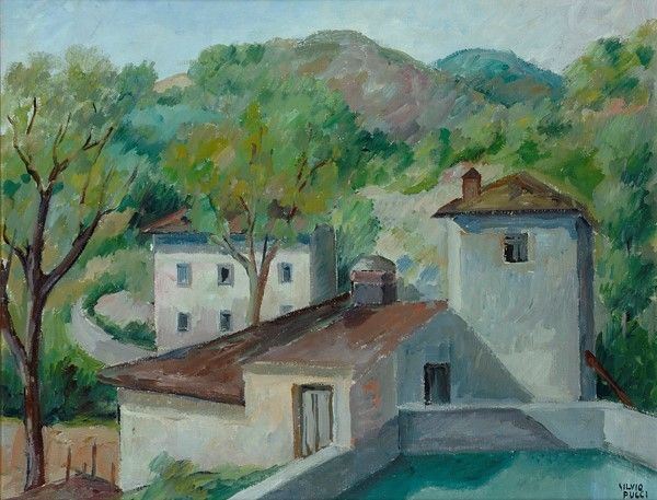 Silvio Pucci : Casa di campagna  - Olio su tela - Asta Autori dell'800-900, Moderni e Contemporanei, Grafica ed Edizioni - Galleria Pananti Casa d'Aste