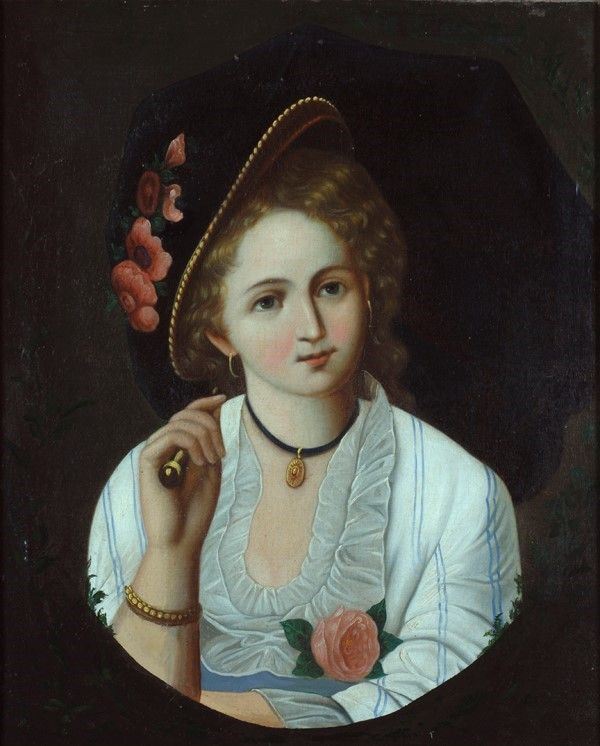 Anonimo, XIX sec. - Ragazza con ombrellino