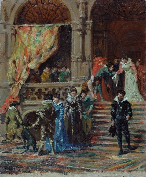 Anonimo, XIX sec. : Scena storica  - Olio su tela - Auction Autori dell'800-900, Moderni e Contemporanei, Grafica ed Edizioni - Galleria Pananti Casa d'Aste