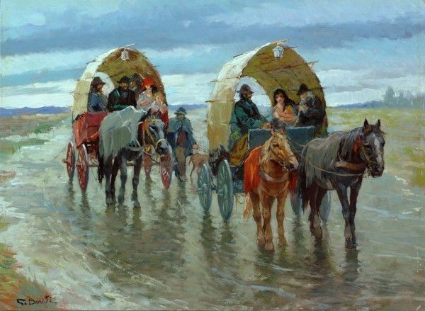 Gino Danti : La carovana  - Olio su faesite - Auction Autori dell'800-900, Moderni e Contemporanei, Grafica ed Edizioni - Galleria Pananti Casa d'Aste