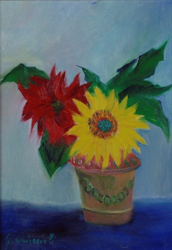 Giovanni Omiccioli : Fiori  - Olio su tela - Auction Autori dell'800-900, Moderni e Contemporanei, Grafica ed Edizioni - Galleria Pananti Casa d'Aste