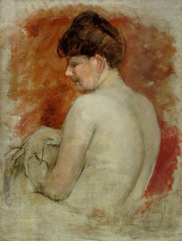 Telemaco Signorini : Donna di spalle  - Olio su tela - Asta Autori dell'800-900, Moderni e Contemporanei, Grafica ed Edizioni - Galleria Pananti Casa d'Aste