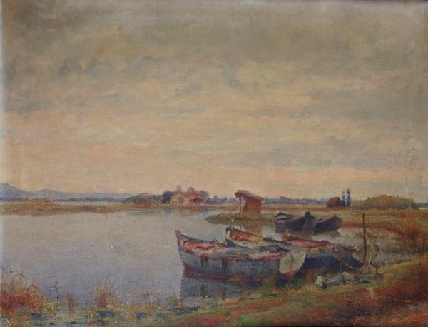 Oreste Paltrinieri - Barche nel padule di Viareggio