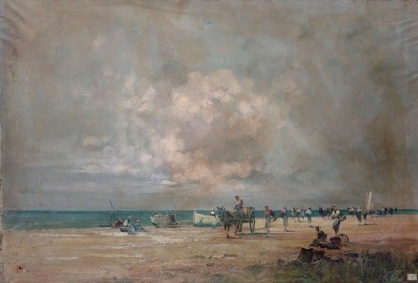 Cesare Gheduzzi - Veduta di una spiaggia con figure