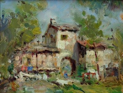 Veduta di Casa Colonica e Alberi
