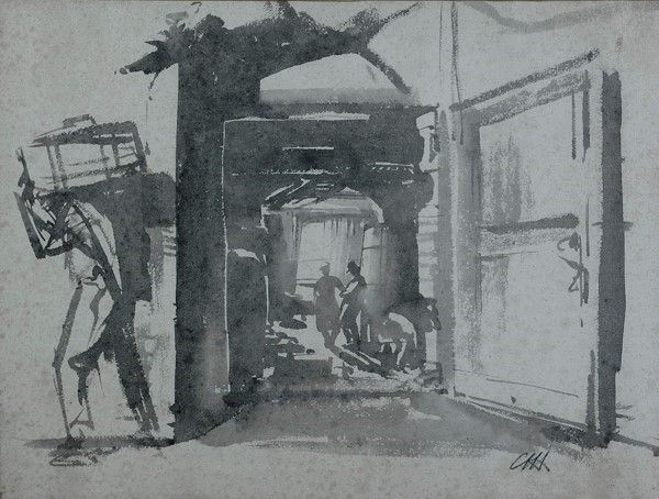 Pietro Annigoni - Interno di bottega