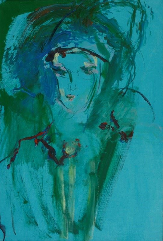 Ernesto Treccani : Figure in blue  - Oil painting on canvas - Auction MODERN ART - Galleria Pananti Casa d'Aste