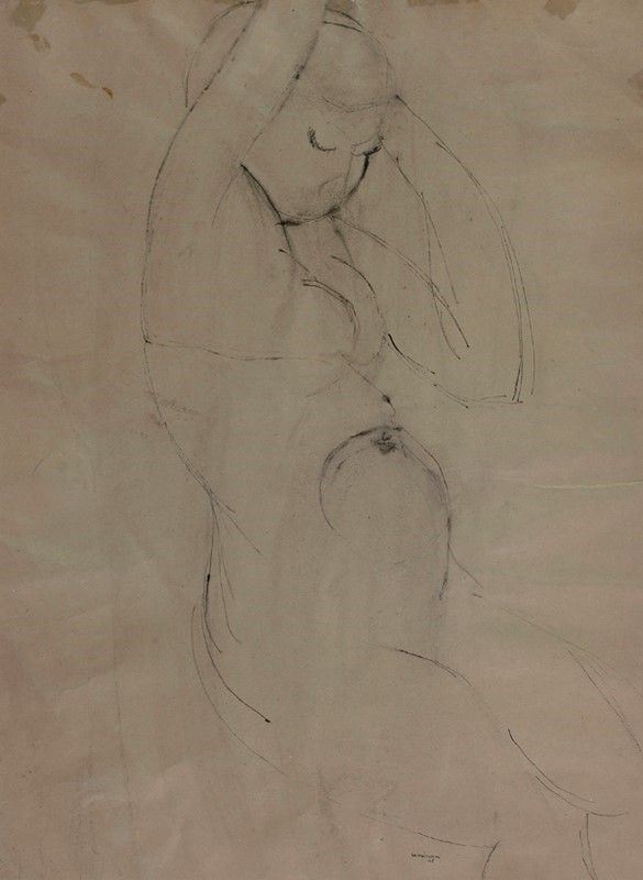 Bruno Cassinari : Nudo  (1948)  - Matita e china su carta - Auction Autori dell'800-900, Moderni e Contemporanei, Grafica ed Edizioni - Galleria Pananti Casa d'Aste