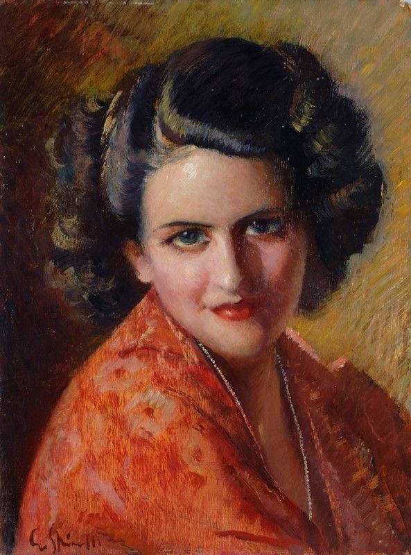 Gaetano Spinelli : Ritratto  - Olio su tavola - Asta Autori dell'800-900, Moderni e Contemporanei, Grafica ed Edizioni - Galleria Pananti Casa d'Aste