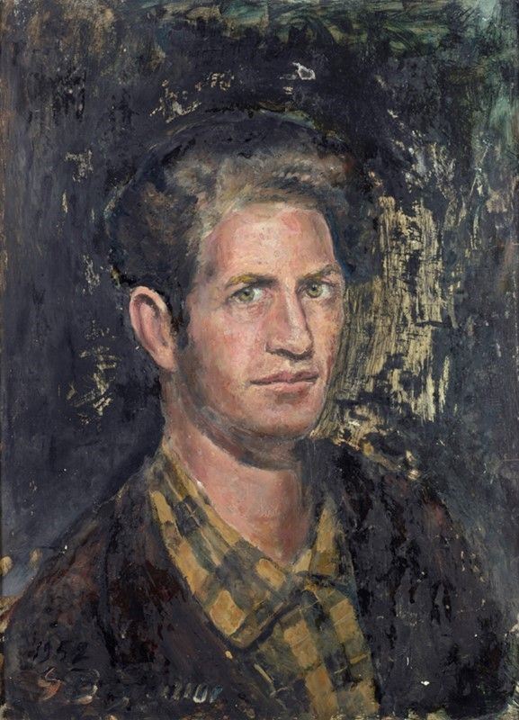 Guido Borgianni : Autoritratto  (1952)  - Olio su faesite - Asta Autori dell'800-900, Moderni e Contemporanei, Grafica ed Edizioni - Galleria Pananti Casa d'Aste