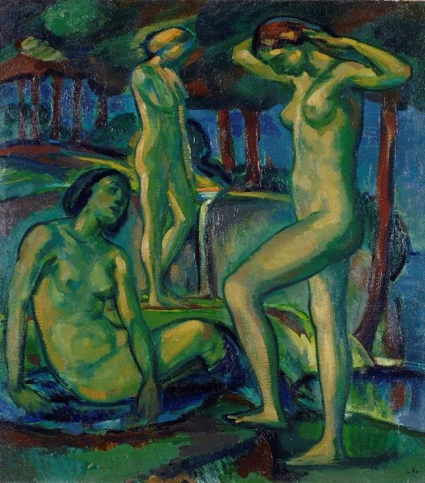 Attr. a Enrico Ludolf Verworner - Ragazze al lago