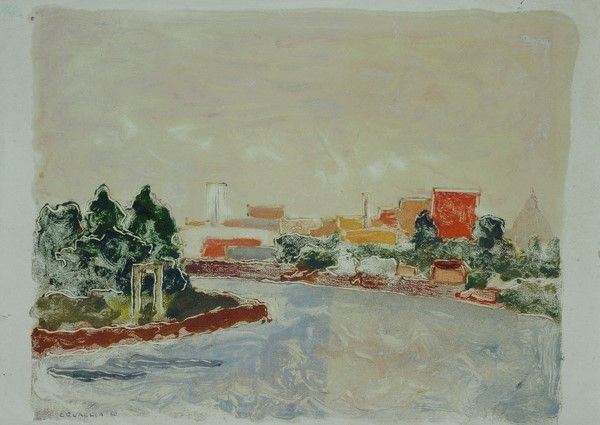 Carlo Quaglia : Tevere a Roma  (1950)  - Monotipo su carta - Auction Autori dell'800-900, Moderni e Contemporanei, Grafica ed Edizioni - Galleria Pananti Casa d'Aste