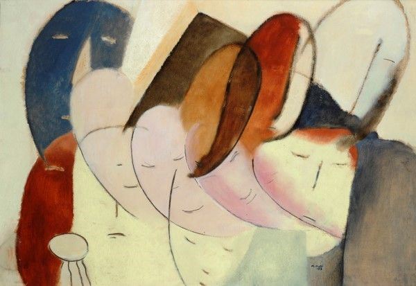 Marisa Mori : Divisione meccanica della folla  (1933)  - Olio su cartone - Asta Autori dell'800-900, Moderni e Contemporanei, Grafica ed Edizioni - Galleria Pananti Casa d'Aste