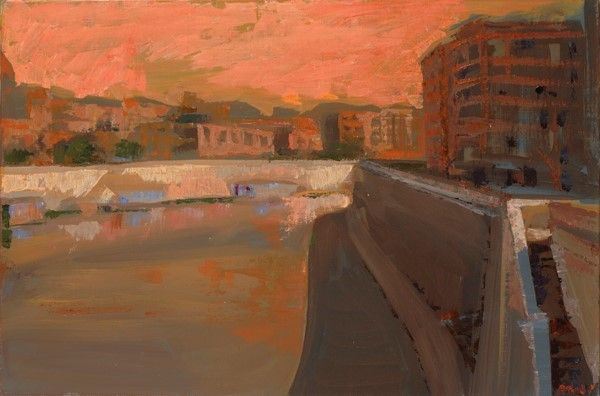 Ugo Attardi : Scorre il Tevere  - Olio su tela - Asta Autori dell'800-900, Moderni e Contemporanei, Grafica ed Edizioni - Galleria Pananti Casa d'Aste